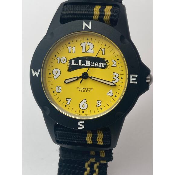 L.L. Bean Quartz Watch 38mm Unisex Yellow Black WR 150 Feet - New Battery - Picture 1 of 9